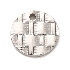 Нержавеющая Сталь Цвет 304 подвески из нержавеющей стали, клетчатый плоский круглый кулон, цвет нержавеющей стали, 9x1 мм, отверстие : 1 мм