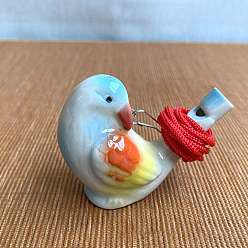 Parrot Porcelain Whistles, with Polyester Cord, Whistles Toys for Kids Birthday Gift, Parrot Pattern, 72x38x55mm