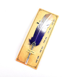 Purple Feather Dipped Pen Calligraphy Ink Pen, with Alloy Head, Purple, 250x35x9mm