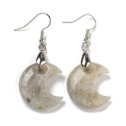 Лабрадорита Серьги-подвески из латуни с лунным покрытием для женщин, С синтетическим опалитом, без кадмия и без свинца, 50x21 мм