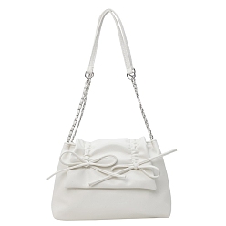 Белый Женская сумка через плечо из искусственной кожи с бантом, рюкзак, белые, 31x22x9 см