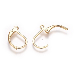 Golden 304 Stainless Steel Leverback Earrings Findings, with Loop, Golden, 16x10x1.7mm, Hole: 1.4mm, Pin: 0.8mm