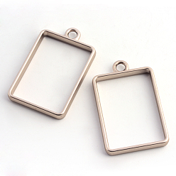 Coffee Golden Matte Style Rack Plating Alloy Rectangle Open Back Bezel Pendants, For DIY UV Resin, Epoxy Resin, Pressed Flower Jewelry, Cadmium Free & Nickel Free & Lead Free, Coffee Golden, 33.5x21x3.5mm, Hole: 3mm