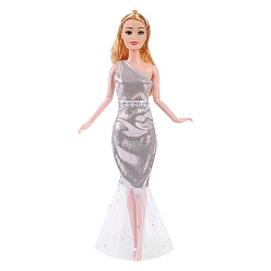 Серебро Вечернее платье куклы из ткани, аксессуары для переодевания куклы для девочек, серебряные, 300 мм