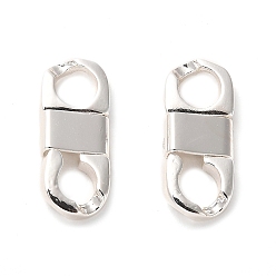 925 Sterling Silver Plated Rack Plating Brass Fold Over Clasps, 8 Shaped, 925 Sterling Silver Plated, 16x7x3mm, Hole: 4mm