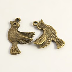 Античная Бронза Подвески в тибетском стиле , птица, без свинца и без кадмия, античная бронза, 22x15x2 мм, отверстие : 1.5 мм