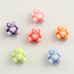 Mixed Color Craft Style Acrylic Beads, Bear, Mixed Color, 9x8x4mm, Hole: 2mm, about 2500pcs/500g