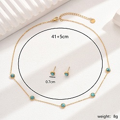 Золотой Винтажный стиль 201 комплект украшений из нержавеющей стали с синтетической бирюзой для женщин, серьги и ожерелья идеальны на каждый день, золотые