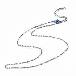 Rainbow Color Ion Plating(IP) 304 Stainless Steel Cable Chain Necklace for Men Women, Rainbow Color, 15.75 inch(40cm)