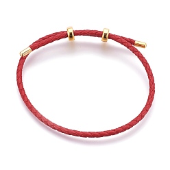 Red Leather Bracelet Making, with Stainless Steel Finding, Golden, Red, 11-3/8 inch(29cm)x3mm