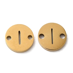 Letter I Ion Plating(IP) 304 Stainless Steel Connector Charms, Flat Round with Letter, Golden, Letter I, 9x1~1.5mm, Hole: 1~1.4mm