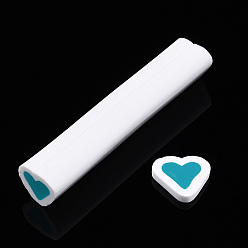 Dark Turquoise Handmade Polymer Clay Nail Art Decoration, Fashion Nail Care, No Hole Tubes, Heart with Heart Pattern, Dark Turquoise, 49~50x10~11x9~10.5mm