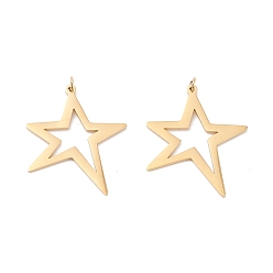 Real 24K Gold Plated Ion Plating(IP) 316 Surgical Stainless Steel Pendants, with Jump Ring, Star, Real 24K Gold Plated, 24x19x1mm, Jump Ring: 3x0.5mm, Inner Diameter: 1.4mm