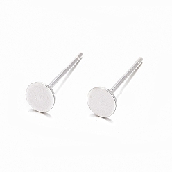 Silver 925 Sterling Silver Flat Pad  Stud Earring Findings, Earring Posts with 925 Stamp, Silver, tray: 4mm, 11.5mm, Pin: 0.8mm