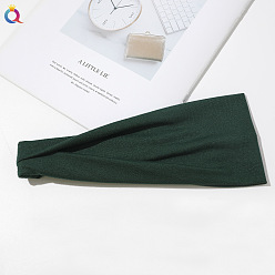 C253-A Solid Color Headband - Dark Green Printed Knit Headband for Women - Sweat Absorbent Yoga Sports Hair Band