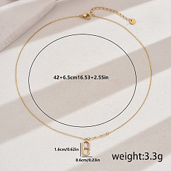 Прозрачный Овальные подвески из нержавеющей стали с кубическим цирконием, золотые, прозрачные, 16.54 дюйм (42 см)