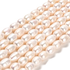 Lime Natural Cultured Freshwater Pearl Beads Strands, Rice, Grade AA, Lime, 8~11x7~7.5mm, Hole: 0.7mm, about 35~36pcs/strand, 13.39''(34cm)