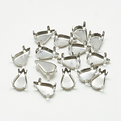 Stainless Steel Color 201 Stainless Steel Sew on Prong Settings, Claw Settings for Pointed Back Rhinestone, teardrop, Stainless Steel Color, Tray: 10x6mm, 12x7.5x5.5mm, Hole: 1mm