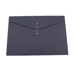 Black Kraft Paper File Envelope, String Closure Folder Bag, Office Supply, Black, 235x238mm