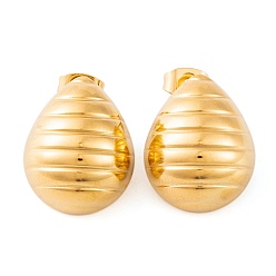 Golden Ion Plating(IP) Teardrop 304 Stainless Steel Stud Earrings for Women, Golden, 20x16mm