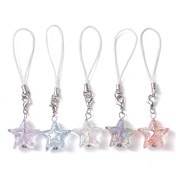Mixed Color Transparent Acrylic Star Mobile Strap, Nylon Cord Mobile Accessories Decoration, Mixed Color, 10cm