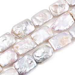 Creamy White Natural Baroque Pearl Keshi Pearl Beads Strands, Cultured Freshwater Pearl, Rectangle, Creamy White, 13~31x11.5~16x3.5~9.5mm, Hole: 0.8mm, about 18~21pcs/strand, 14.69~15.63(37.3~39.7cm)