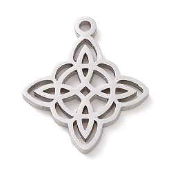 Stainless Steel Color 304 Stainless Steel Hollow Pendants, Knot, Stainless Steel Color, 19x16x1mm, Hole: 1.5mm