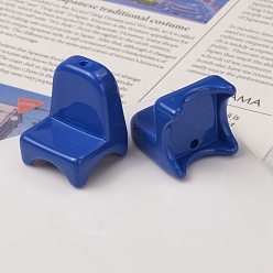 Blue Spray Painted Opaque Acrylic Beads, Chair, Blue, 24x20x20mm, Hole: 2.5mm