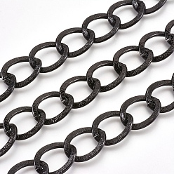 Black Aluminium Twisted Chains Curb Chains, Unwelded, Black, Link: about 15mmx20mm