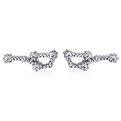 Gemini Cubic Zirconia Constellation Stud Earrings, Real Platinum Plated Rhodium Plated 925 Sterling Silver Earrings, Gemini, 9x5mm