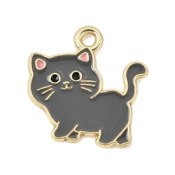 Cat Shape Подвески из эмали и сплава, золотые, животная тема, форма кошки, 19x18.5x1 мм, отверстие : 1.5 мм