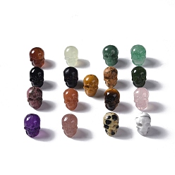 Mixed Stone Natural Mixed Gemstone Beads, Skull, Mixed Dyed and Undyed, 13x10x11.5mm, Hole: 1mm