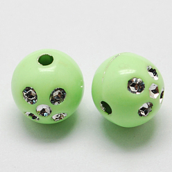 Aquamarine Plating Acrylic Beads, Metal Enlaced, Round, Aquamarine, 11~12mm, Hole: 2mm, about 1000pcs/500g
