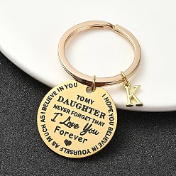 Letter K Брелок для ключей из латуни и 201 нержавеющей стали ко Дню святого Валентина, литыми кольцами, Письмо K, 6.2 см