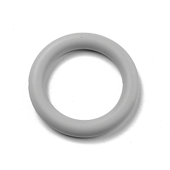 Gray Ring Silicone Beads, Chewing Beads For Teethers, DIY Nursing Necklaces Making, Gray, 65x10mm, Hole: 3mm, Inner Diameter: 46mm