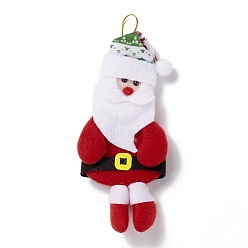 Red Non Woven Fabric Christmas Pendant Decorations, with Plastic Eyes, Santa Claus, FireBrick, 190mm