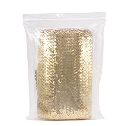 Gold PandaHall Elite Plastic Paillette Elastic Trim, Sequins Ribbon, Ornament Accessories, Gold, 45x2mm, 10m/roll