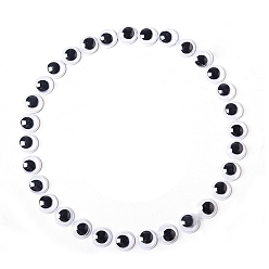 Black Black & White Plastic Wiggle Googly Eyes Cabochons, DIY Scrapbooking Crafts Toy Accessories with Label Paster on Back, Black, 8mm, 100pcs/bag