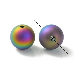 Черный УФ-покрытие радужными переливающимися акриловыми бусинами, круглые, чёрные, 16 мм, отверстие : 2.5 мм