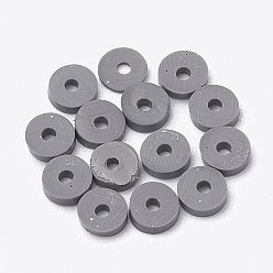 Gray Handmade Polymer Clay Beads, Disc/Flat Round, Heishi Beads, Gray, 3x1mm, Hole: 1mm, about 380~400pcs/strand, 17.7 inch