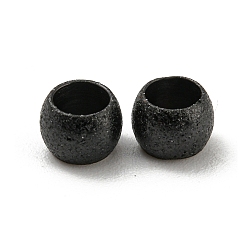 Черный 201 текстурированные бусины из нержавеющей стали, круглые, чёрные, 5 мм, отверстие : 3 мм