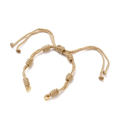 Bois Solide Fabrication de bracelet en cordon de nylon tressé réglable, avec 304 anneaux de saut ouverts en acier inoxydable, burlywood, longueur de chaîne unique: environ 6 pouces (15 cm)