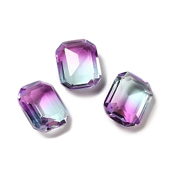 Violet Faceted K9 Glass Rhinestone Cabochons, Pointed Back, Rectangle, Violet, 10x8x4.2mm