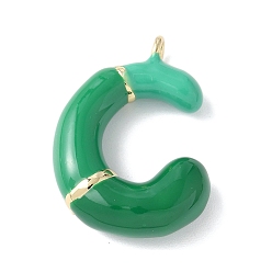Letter C Латунь эмаль подвески, долговечный, без кадмия и без свинца, реальный 18 k позолоченный, буквенное очарование, буква С, 21~25x6~25x4~7 мм, отверстие : 1.6~2 мм