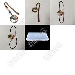 Mixed Stone 4Pcs 4 Style Chakra Gemstone Bead Dangling Bookmarks, with Elastic Band Bookmarks, 97~388mm, 1pc/style
