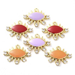 Mixed Color Brass Brass Micro Pave Cubic Zirconia Pendants, with Enamel, Real 18K Gold Plated, Horse Eye Charms, Mixed Color, 19x24.5x3.5mm, Hole: 1.8mm
