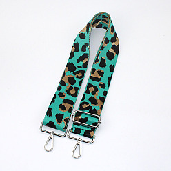 Turquoise Leopard Print Pattern Polyester Adjustable Wide Shoulder Strap, with Swivel Clasps, for Bag Replacement Accessories, Platinum, Turquoise, 80~130x5cm