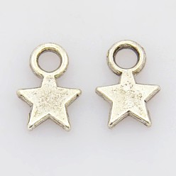 Antique Silver Tibetan Style Alloy Charms, Cadmium Free & Nickel Free & Lead Free, Star, Antique Silver, 10x8x2mm, Hole: 2.5mm