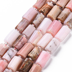 Pink Opal Natural Pink Opal Beads Strands, Faceted, Column, 8~11x6~8x5~7mm, Hole: 1mm, about 15~17pcs/strand, 7.28~7.48 inch