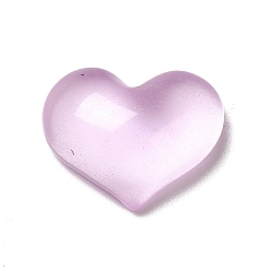 Lilac Luminous Transparent Resin Cabochons, Heart, Lilac, 15.5x20x7mm
